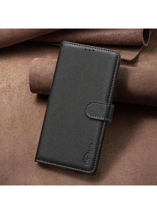 Moto G15 Wallet Phone Case with Card Slots Black Flip Cover - Image 2